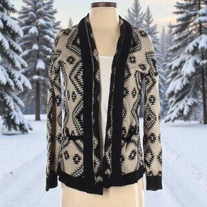 Wet Seal Tan & Black Aztec Cardigan | Open Front Knit | Size S